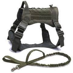 Nylon Tactical Dog Harness With Handle and Bungee Leash For German Shepherds And Other Large Dogs